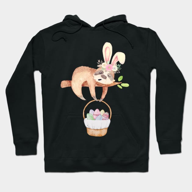 Cute Easter Sloth Hoodie by Qibar Design